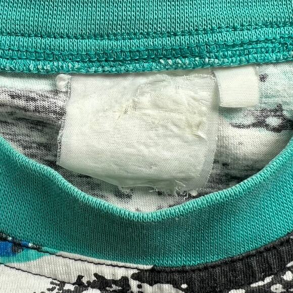 Vintage Wave Board Surfing AOP Surf T Shirt Surfer Beach XL USA 80s 90s Pattern - Picture 10 of 12